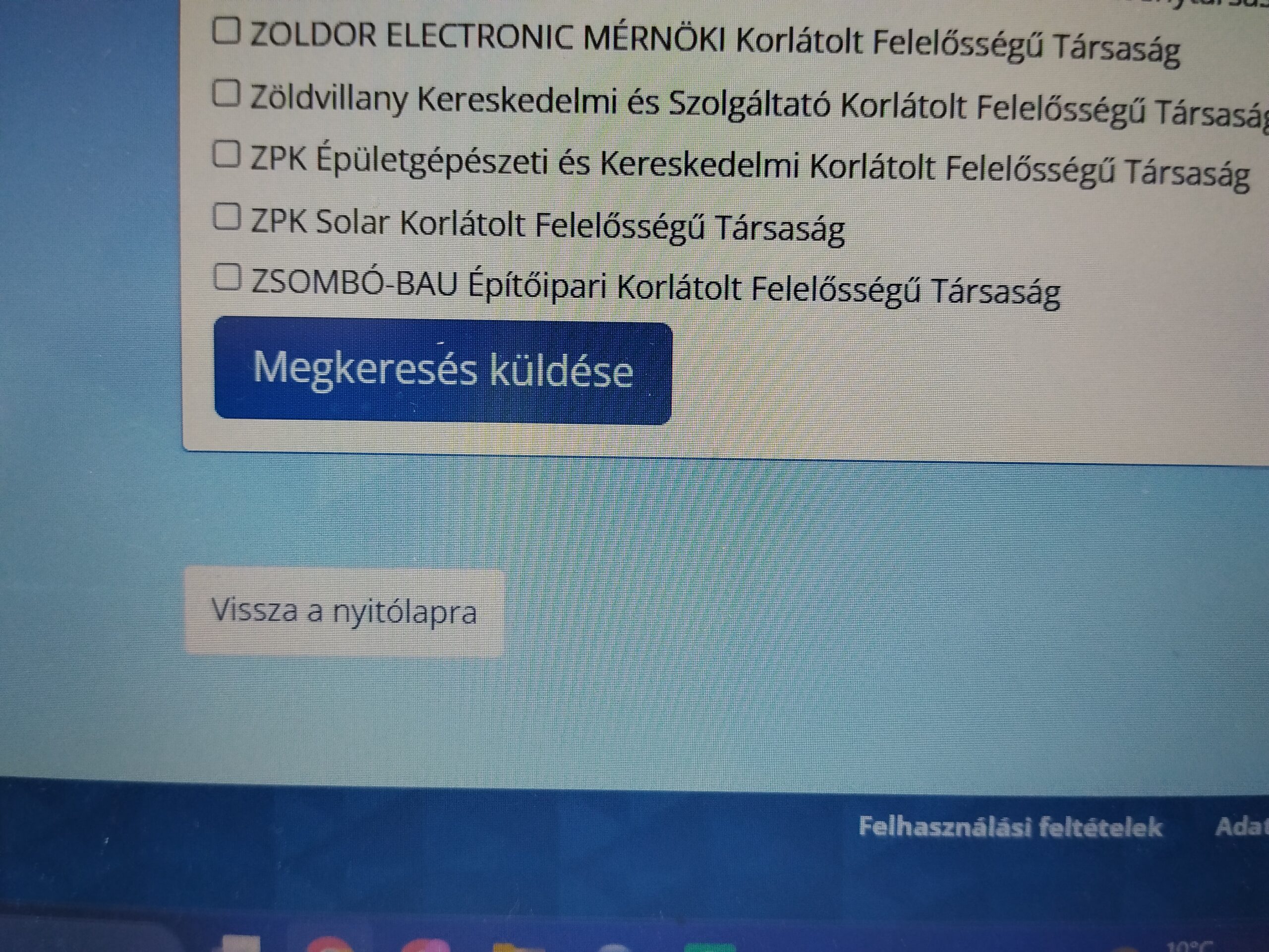 Megkeresés küldése a Green Plan Energy Kft. részére